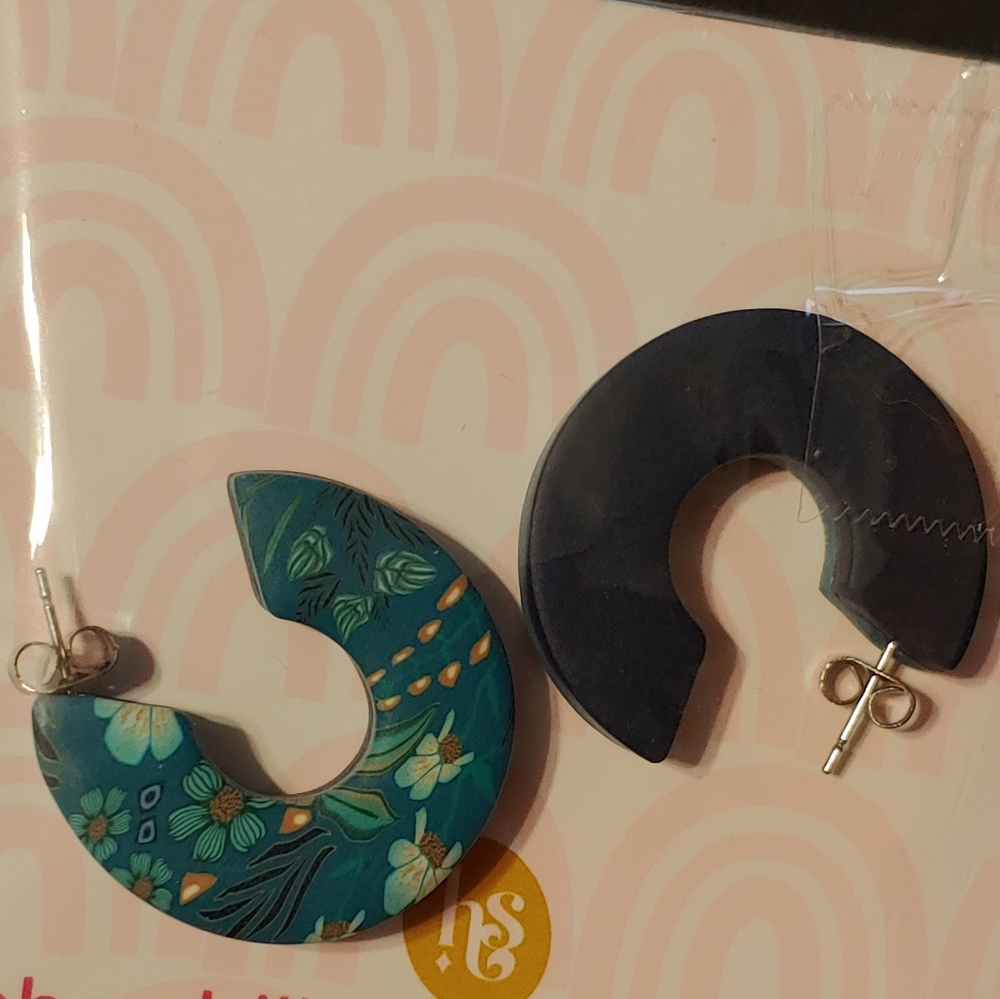 Handmade Polymer Clay Floral Hoop Earrings